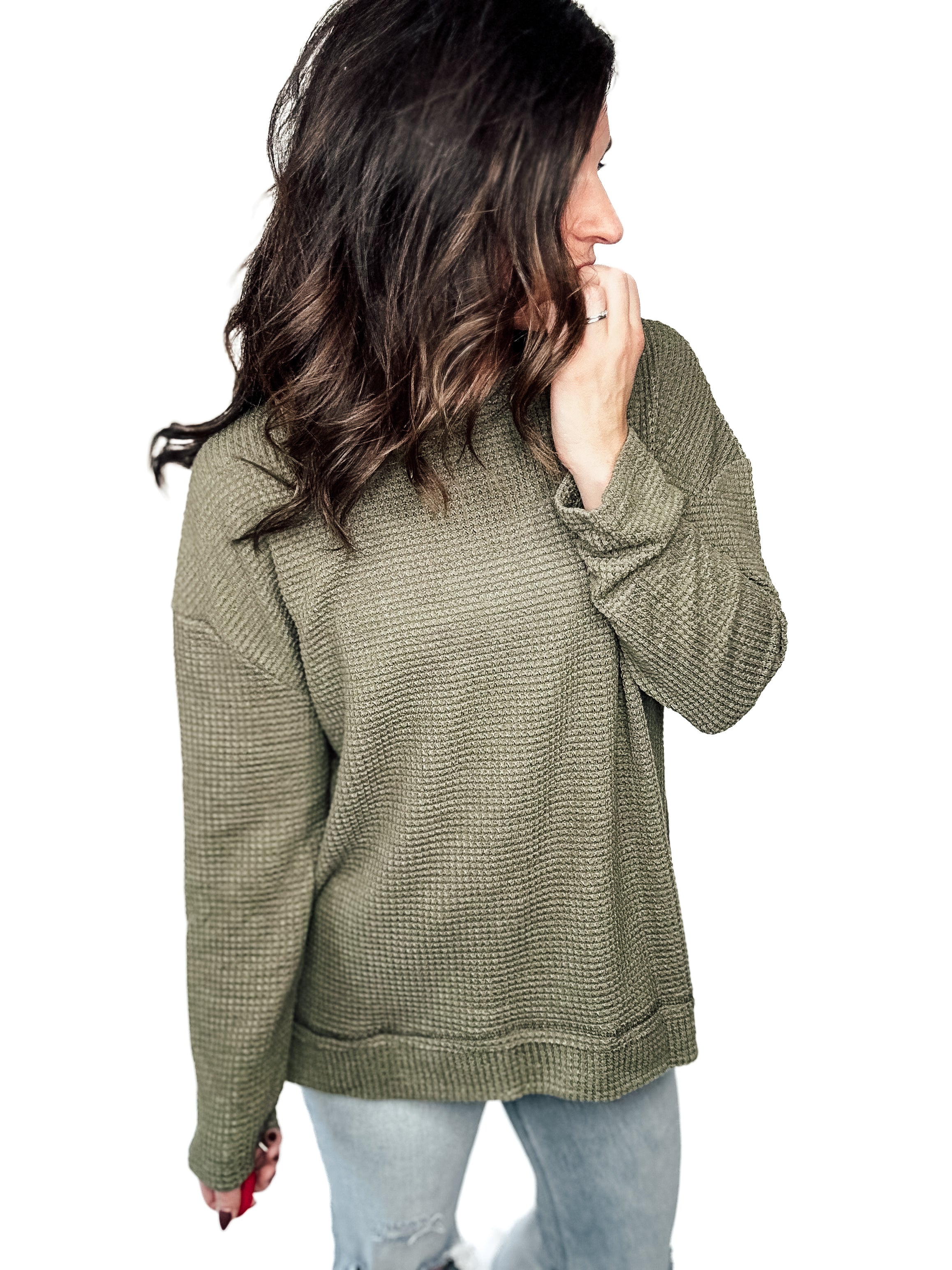 Cozy Vibes Waffle Knit Sweater - PREORDER