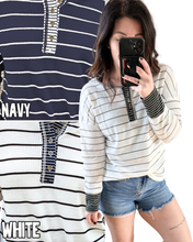 Striped Waffle Knit Henley Top PREORDER