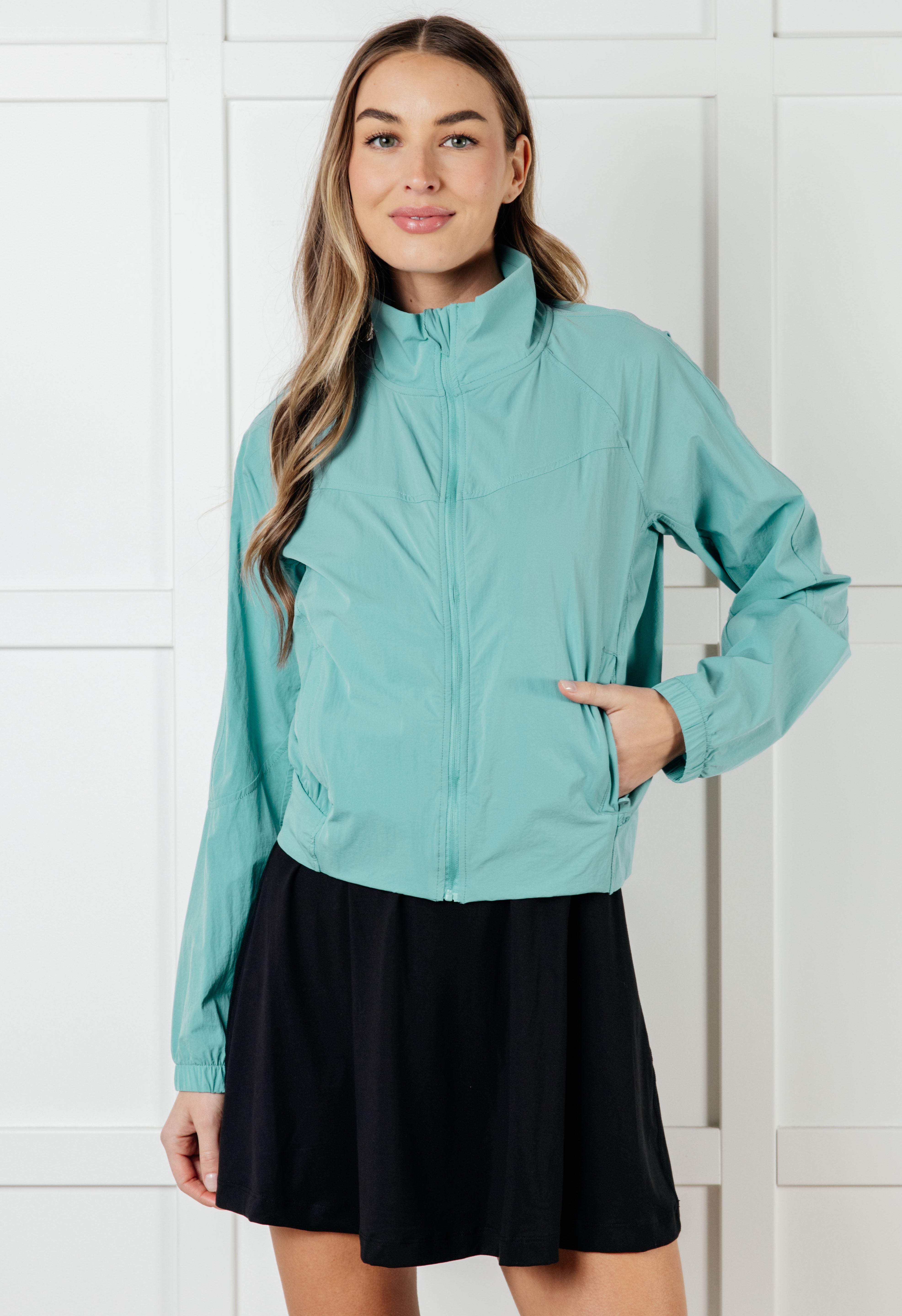 Fit Happens Nylon Tennis Jacket in Tidal Wave