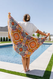 Luxury Beach Towel in Boho Medallions