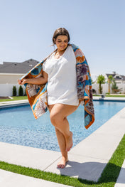 Luxury Beach Towel in Block Floral