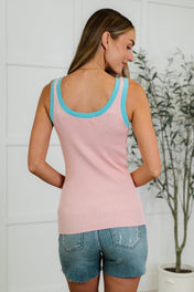 Handled It Contrast Trim Tank in Pink