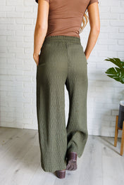 Harmony High Rise Wide Pants in Olive