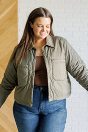 Hear Me Out Lightweight Puffer Jacket in Olive