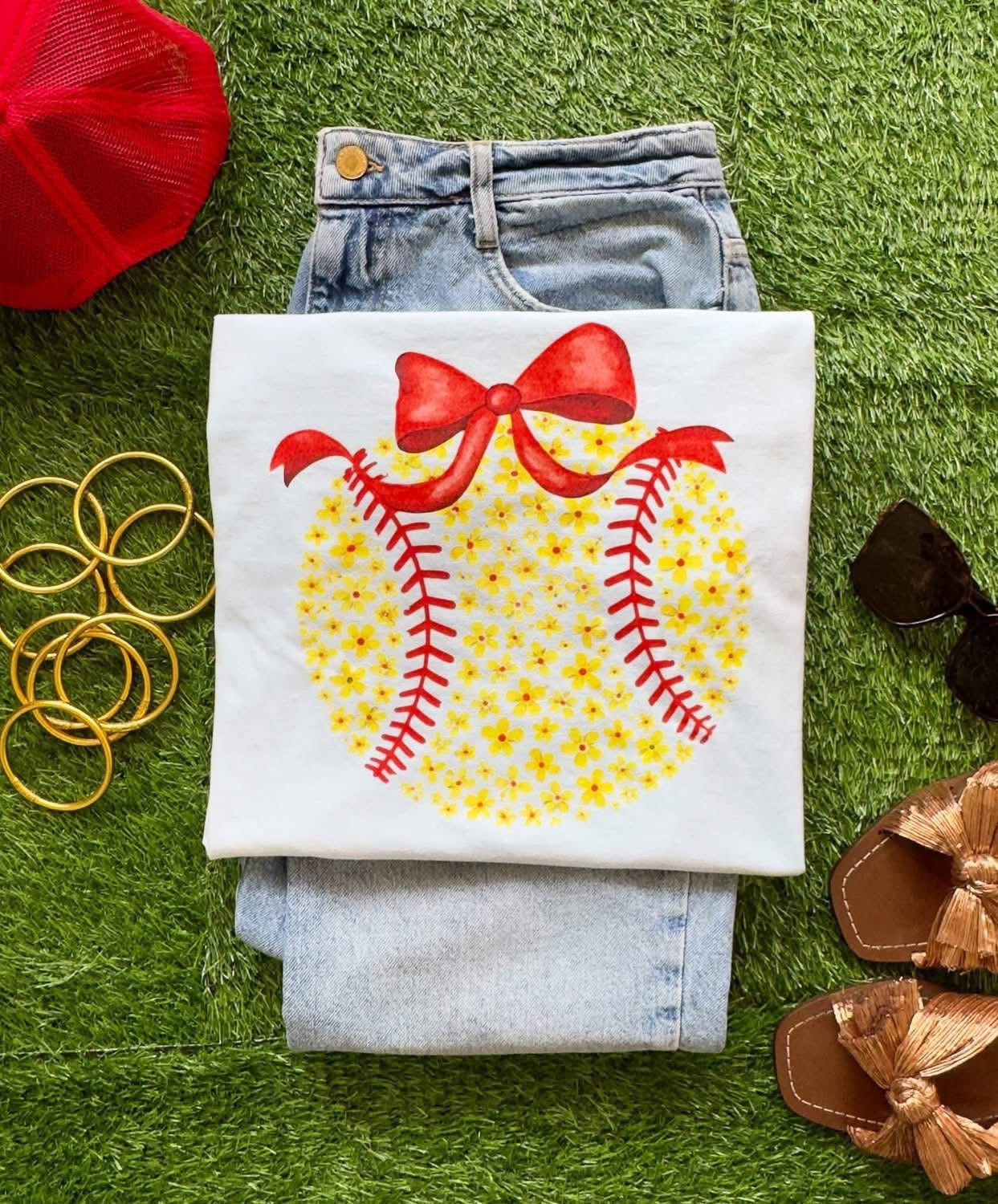 Floral Softball Graphic