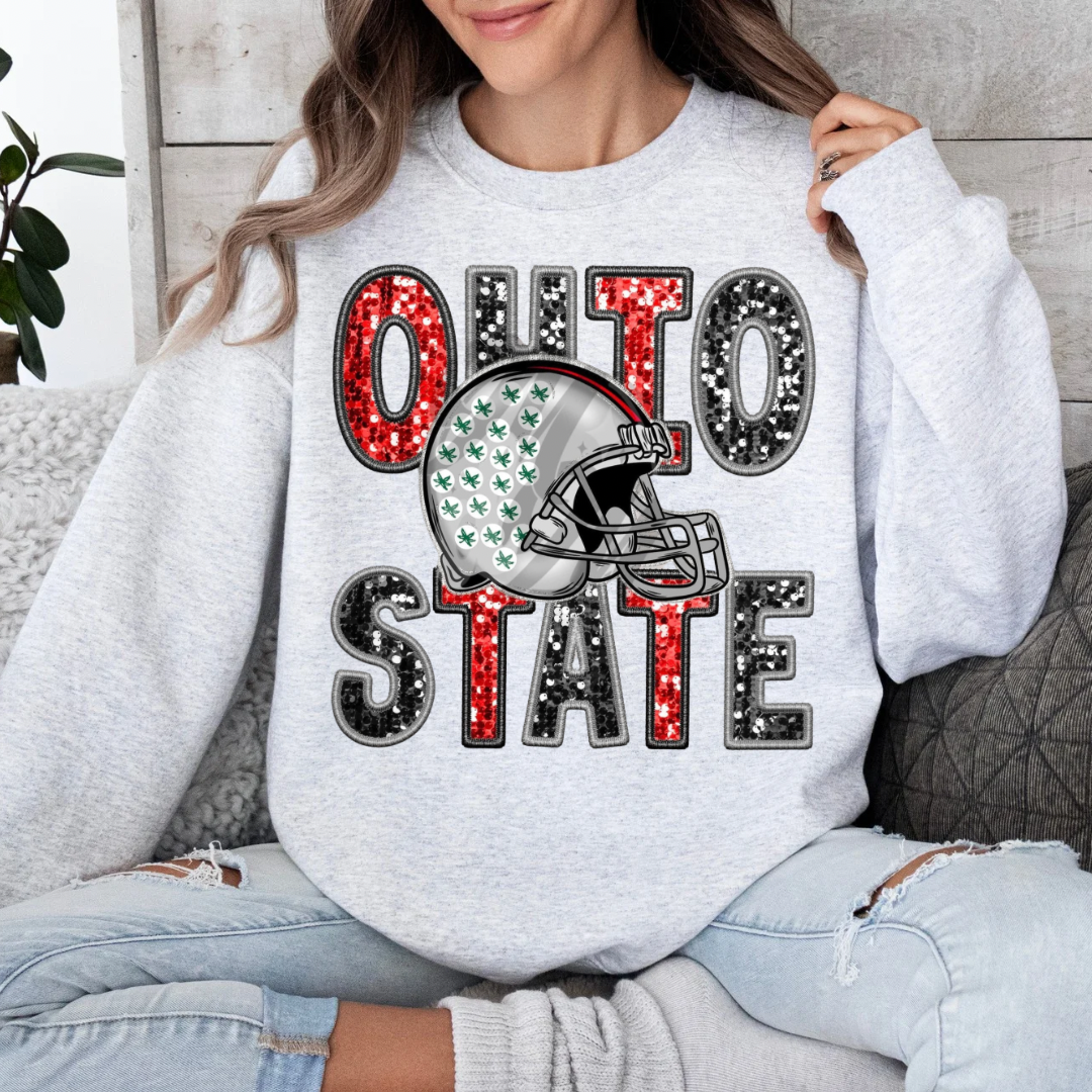 Ohio State Faux Sequins Tee/Crewneck Sweatshirt