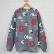 Distressed Buckeyes All Over Crewneck Sweatshirt