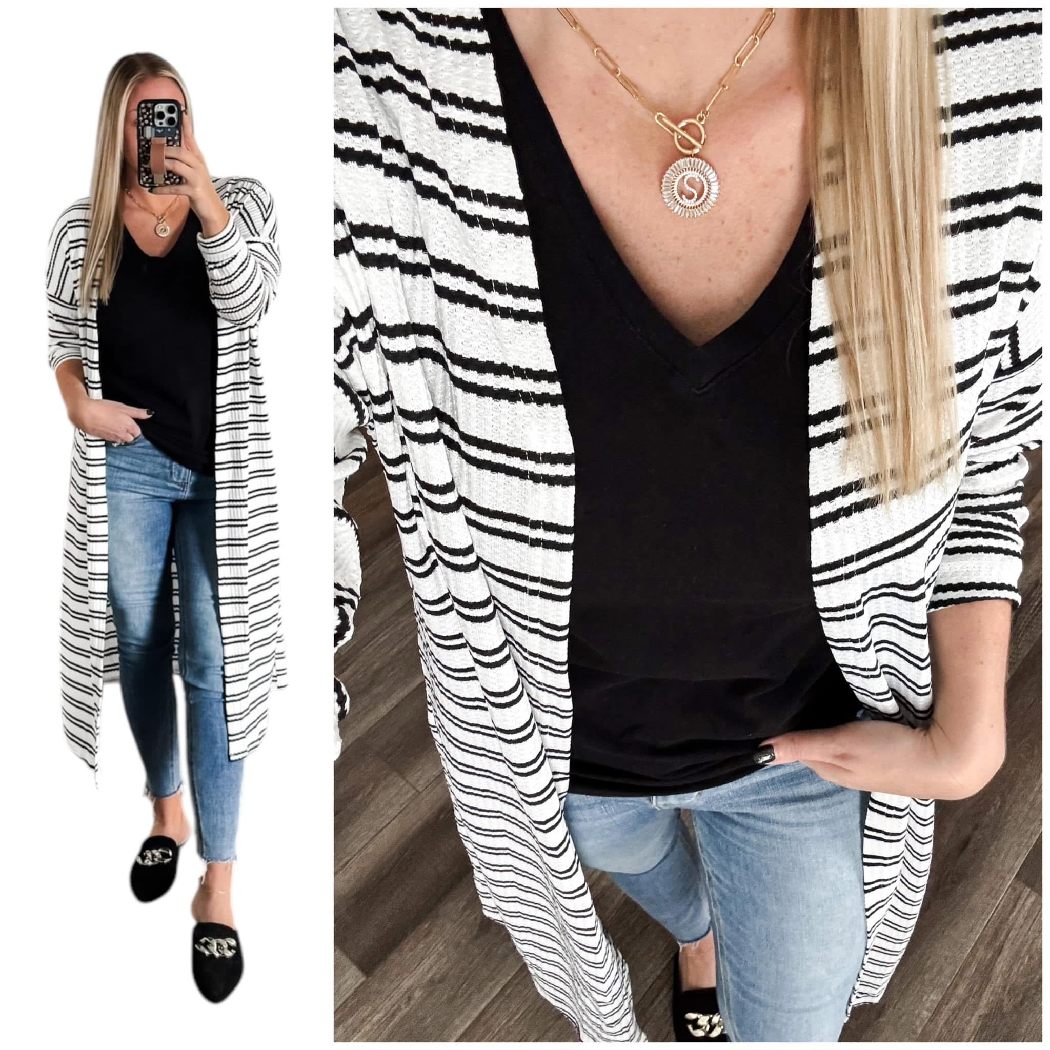 Classic Charm Striped Cardigan - PREORDER