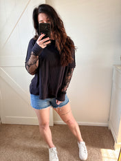 Bow & Lace Layered Sleeve Top PREORDER