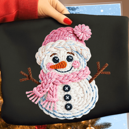 DOORBUSTER : Pink Hat Snowman Faux Yarn Crewneck