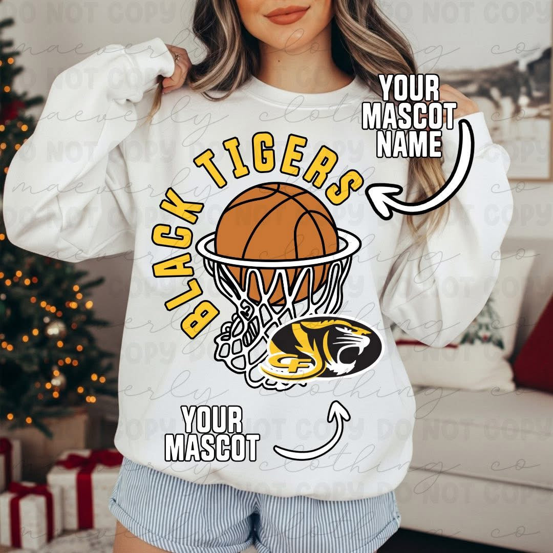 Your School/Mascot Bold Basketball Tee/Crewneck