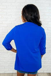 I'm Really That Gal Open Front Blazer in Royal Blue