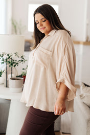 In Your Thoughts Oversized Dolman Sleeve Top in Champagne