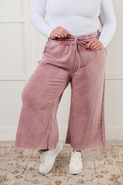 In or Out Wide Leg Cropped Pants in Light Rose