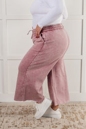 In or Out Wide Leg Cropped Pants in Light Rose