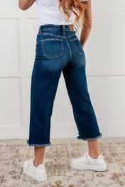Janice High Rise Button Fly Wide Leg Crop Jeans