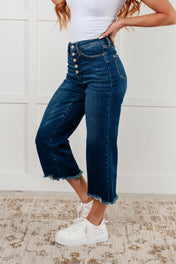 Janice High Rise Button Fly Wide Leg Crop Jeans