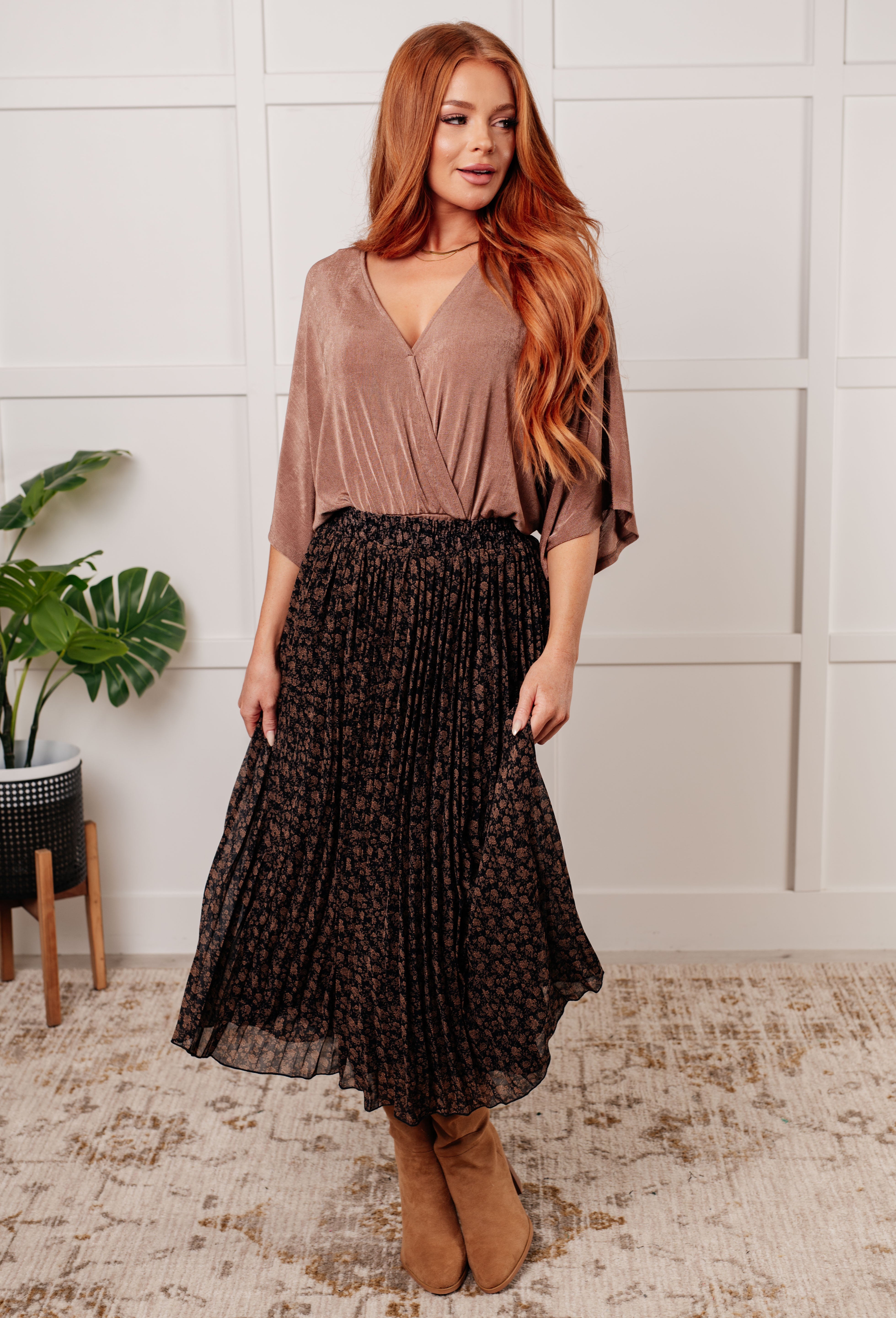 Just What You Wanted Floral Print Pleated Skirt