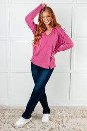 Kinda Sorta Ribbed Top in Magenta