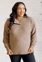 Keeping it Real Brushed Melange Hacci Long Sleeve Tee in Mocha