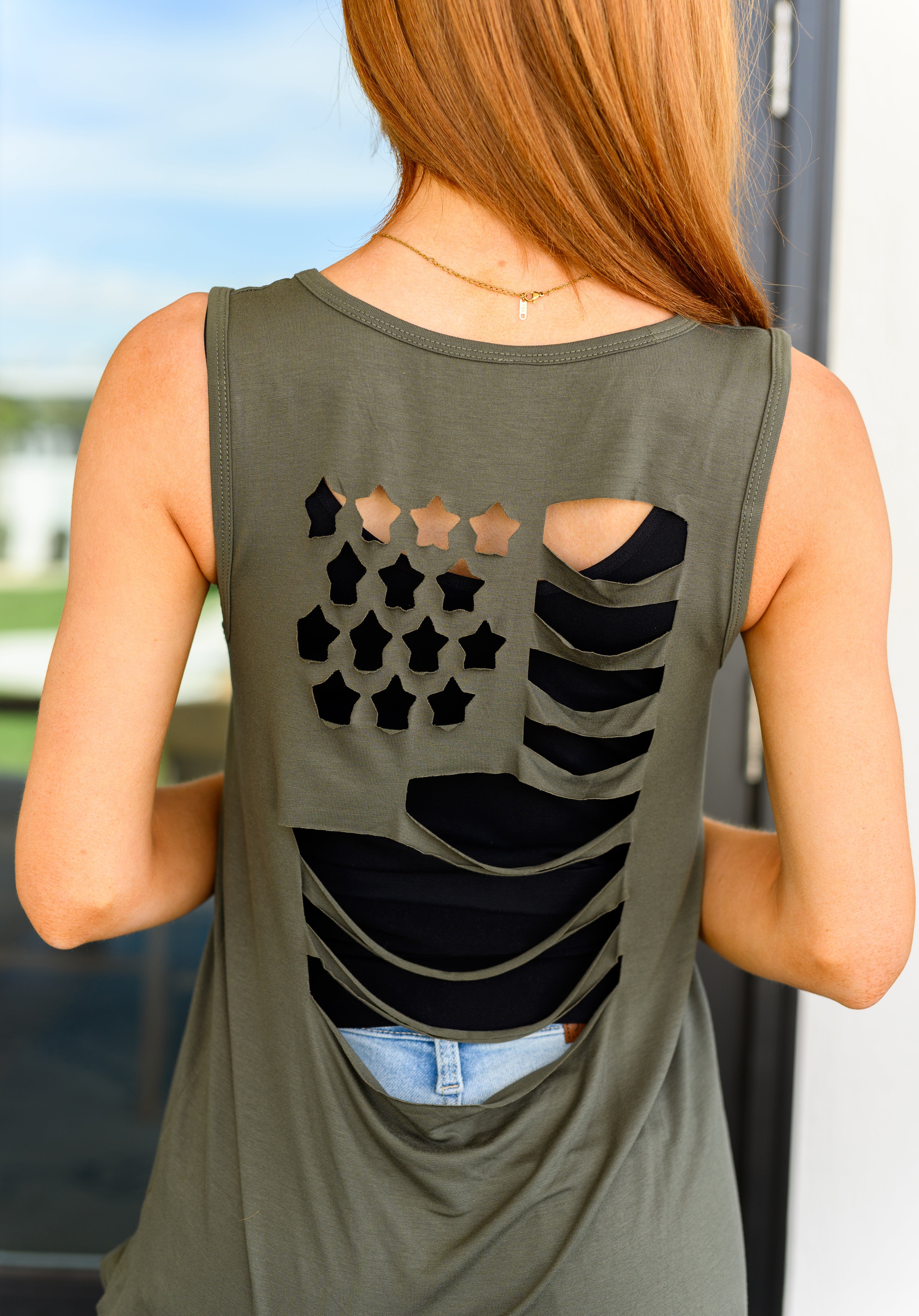 Land of the Free Tank in Olive