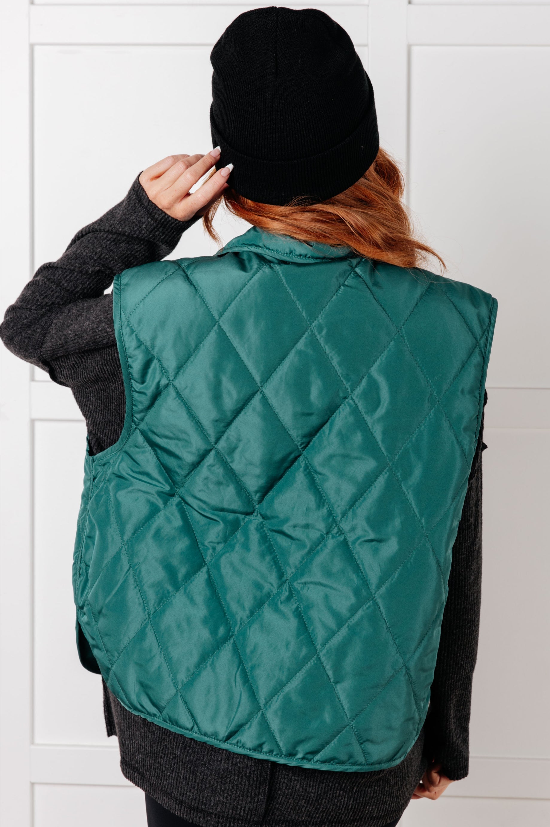 Layering Queen Quilted Puffer Vest in Hunter Green