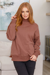 Make No Mistake Mock Neck Pullover in Cocoa