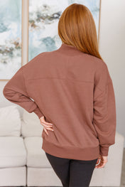 Make No Mistake Mock Neck Pullover in Cocoa