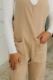 Little Miss Picnic V-Neck Jumpsuit in Brush
