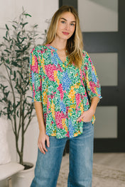 Lizzy Smock Top in Light Multi Painted