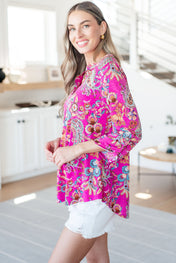 Lizzy Top in Magenta Floral Paisley