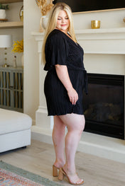Lovely Life Plisse Romper in Black