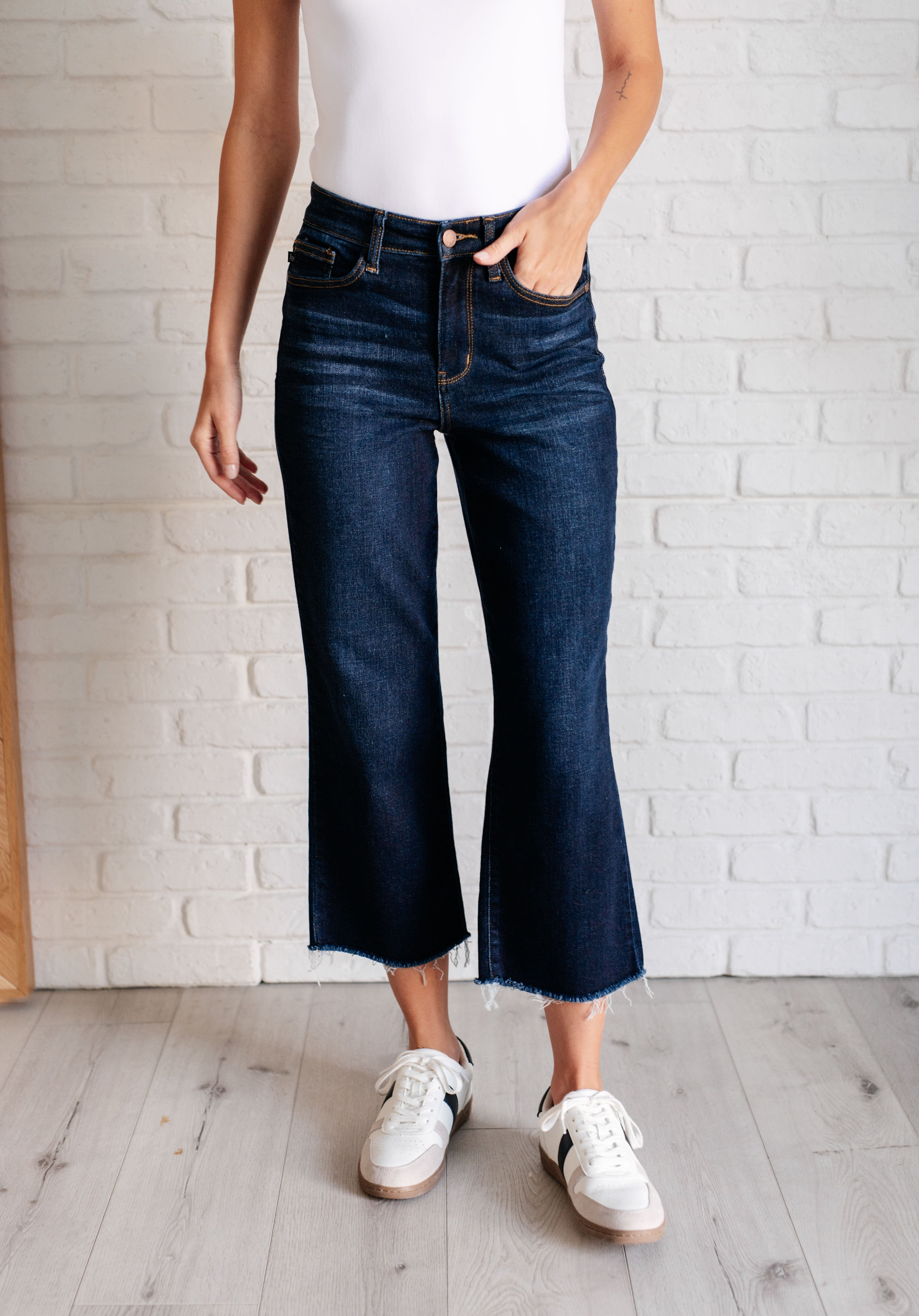 Madeline High Rise Cropped Wide Leg Jeans