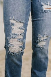 Maureen High Rise Distressed Bootcut Jeans