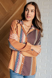 Moderately Mod Polka Dot Button Up Top