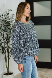 Muse Moves High Neck Peplum Blouse in Black