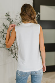 New Normal Pleat Detail Sleeveless Top in White