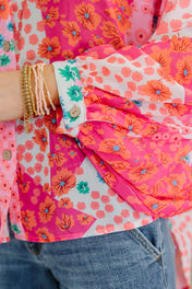 No Hesitation Mixed Print Blouse