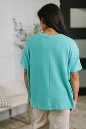 Not That Complicated Textured Boxy Tee in Turquoise