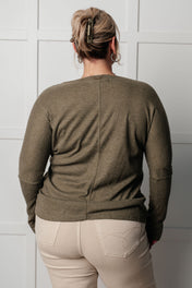 On a Roll Ribbed Knit V Neck Long Sleeve Top