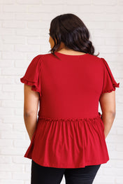 One Day Soon V-Neck Ruffle Detail Top