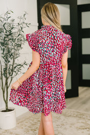 Pattern Pending Bow Detail Dress in Fuchsia and Black