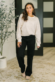 Petal Poise Floral Applique Pullover in Neutral