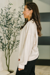 Petal Poise Floral Applique Pullover in Neutral