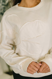 Petal Poise Floral Applique Pullover in Neutral