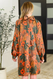 Petals After Dark Balloon Sleeve Dress