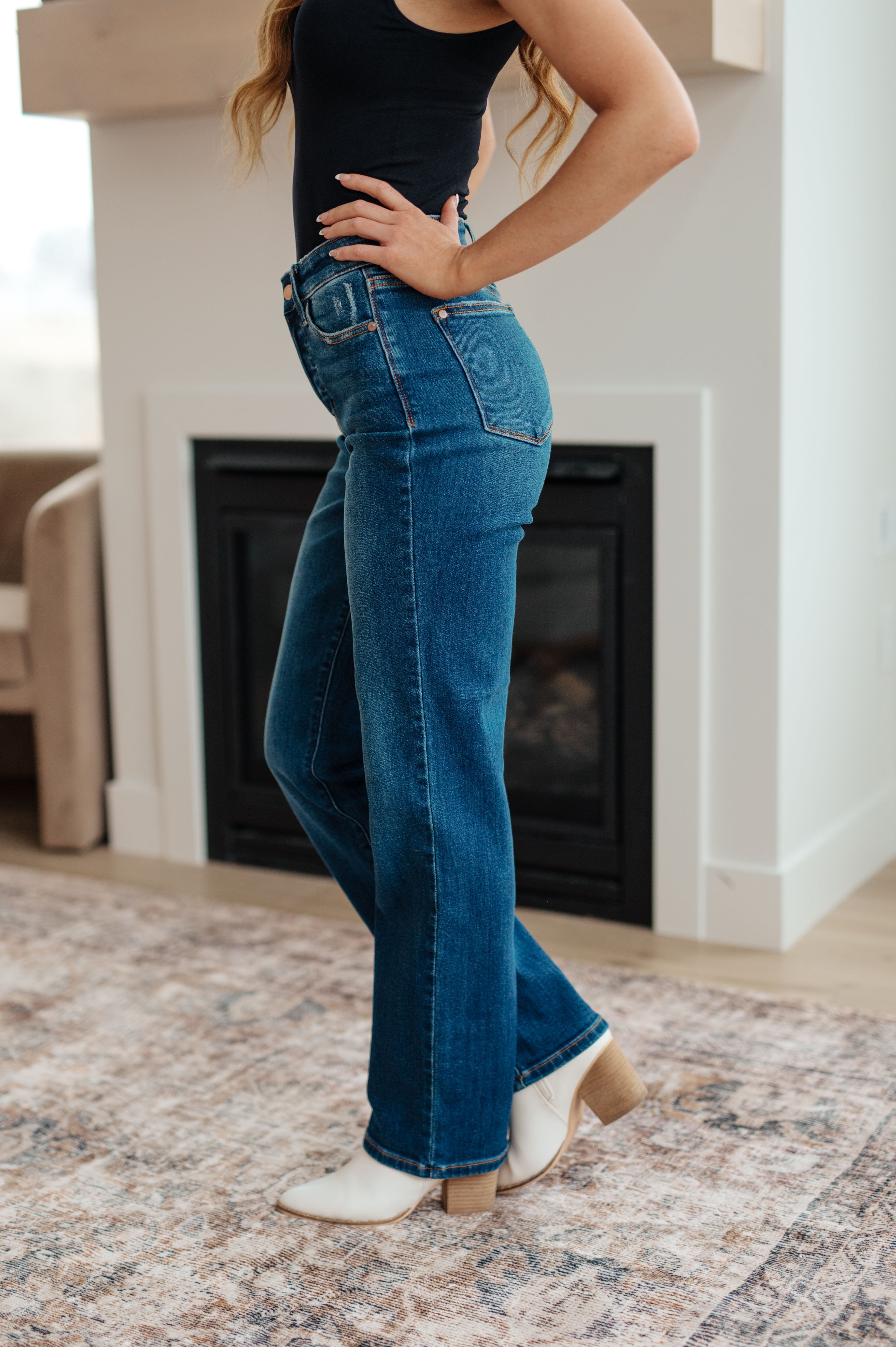 Pippa High Rise Button Fly Straight Jeans