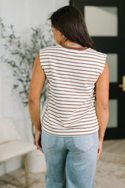 Quite Intimately Striped Muscle Tee in Brown