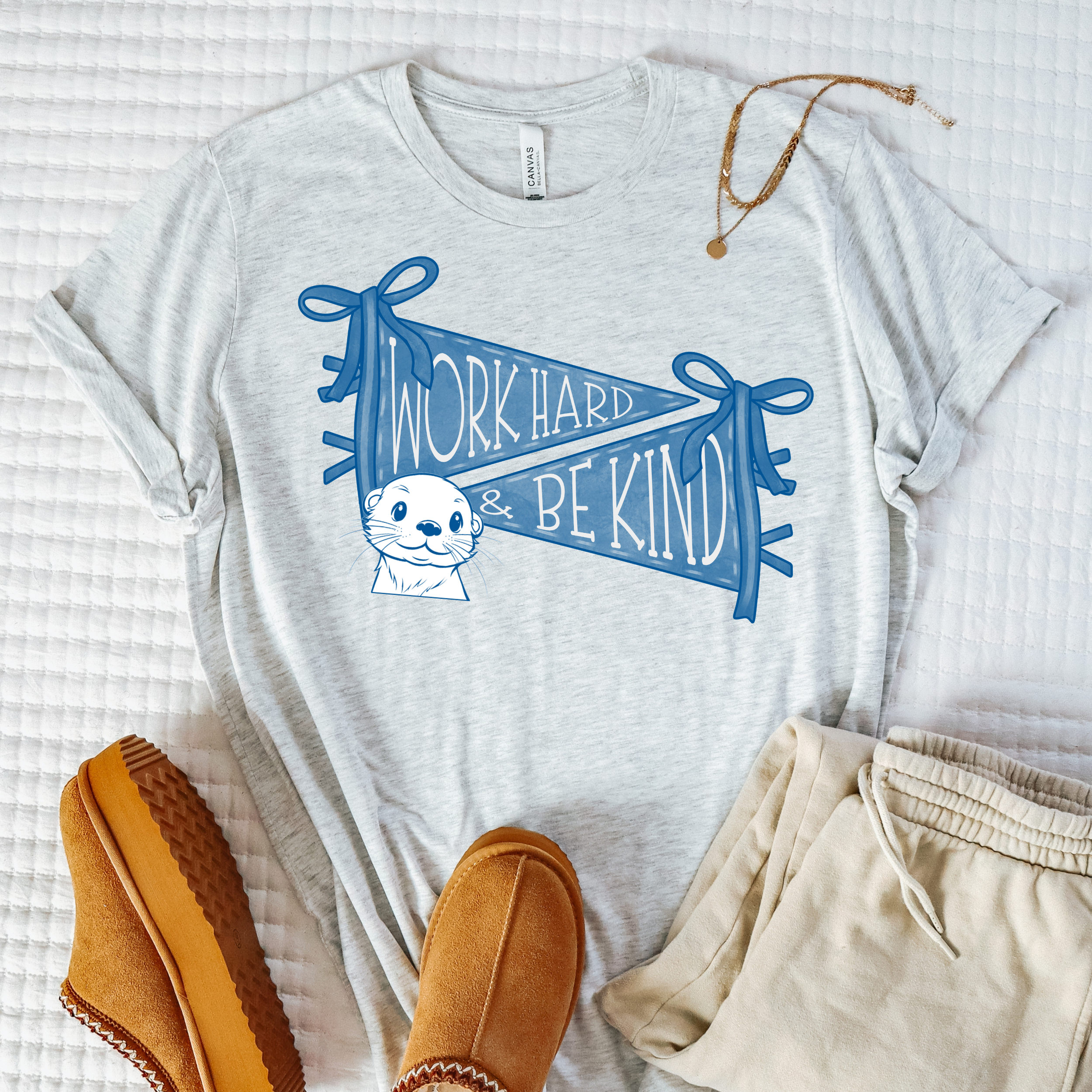 Work Hard River Otter Pennants Tee/Crewneck