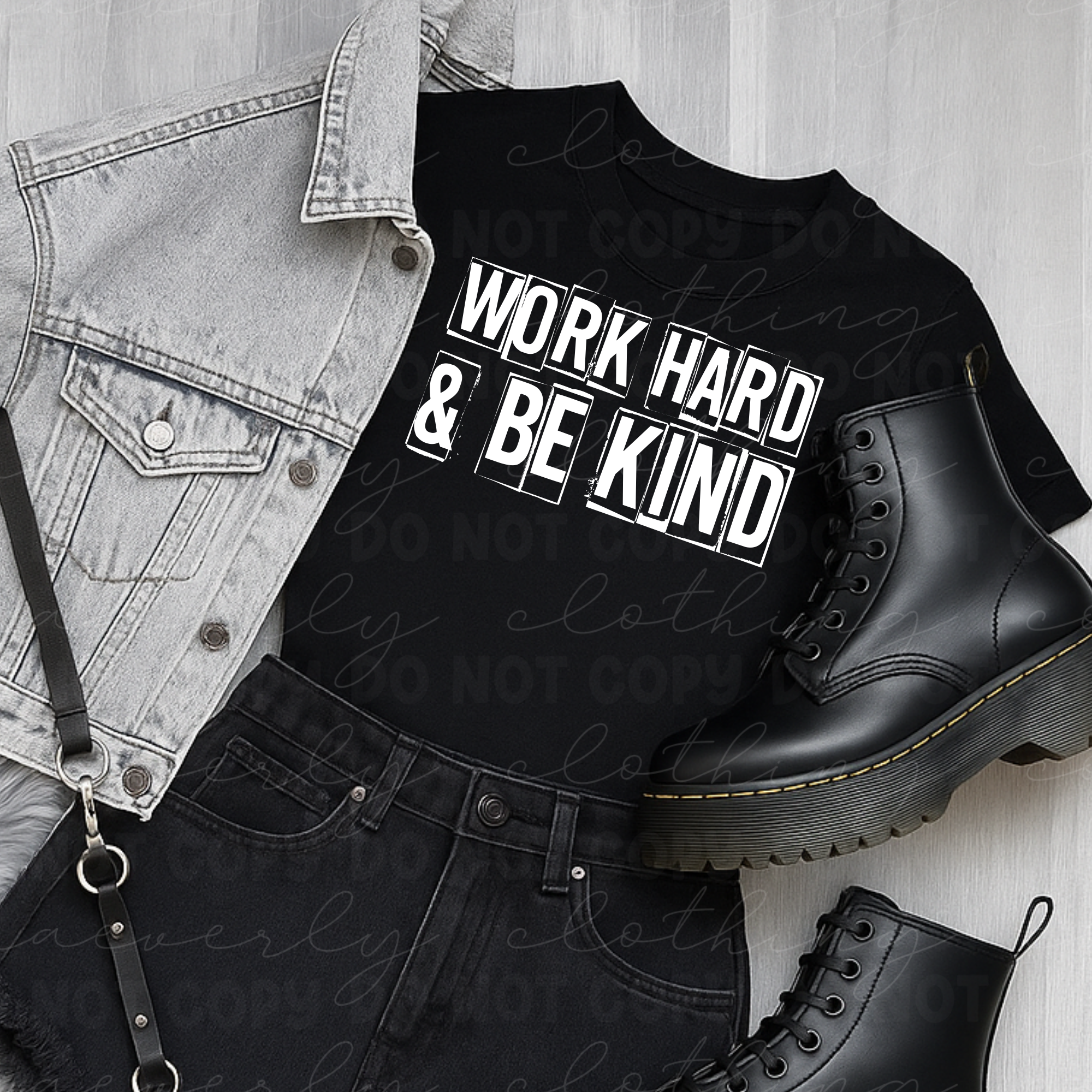 Work Hard & Be Kind Grunge Block Tee/Crewneck